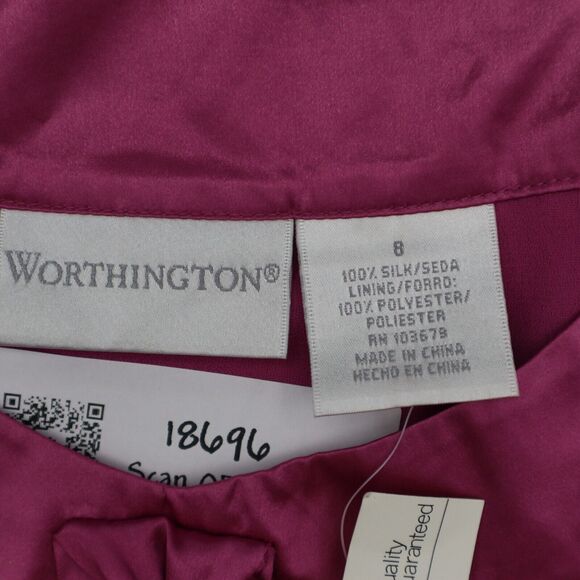 Worthington Shirt Womens 8 Pink Sleeveless Crew Neck Pleated Solid Back Zip Top - Picture 2 of 16
